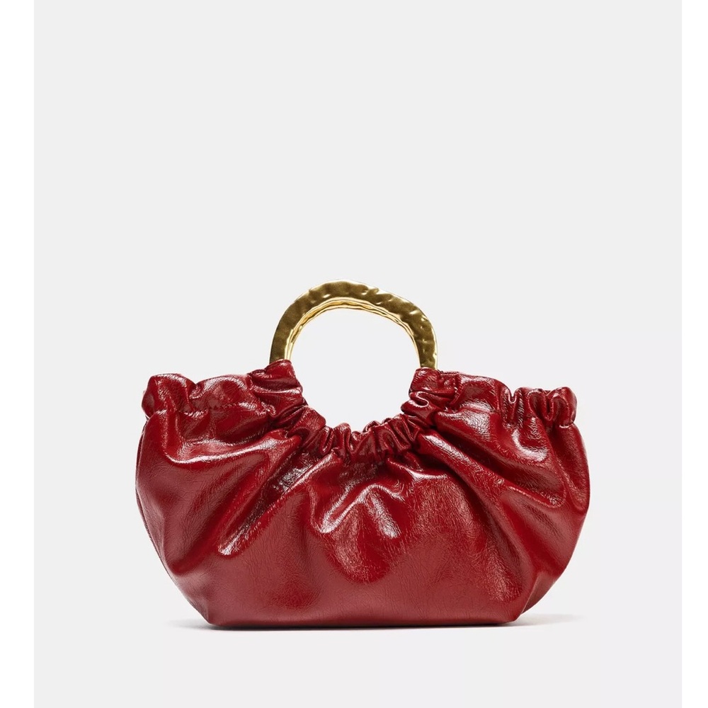 ZARA NWT Red Bag with Gold Accent